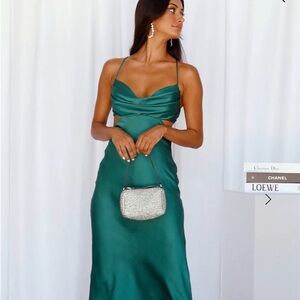 Hello Molly PURELY FORMED SATIN MAXI DRESS GREEN